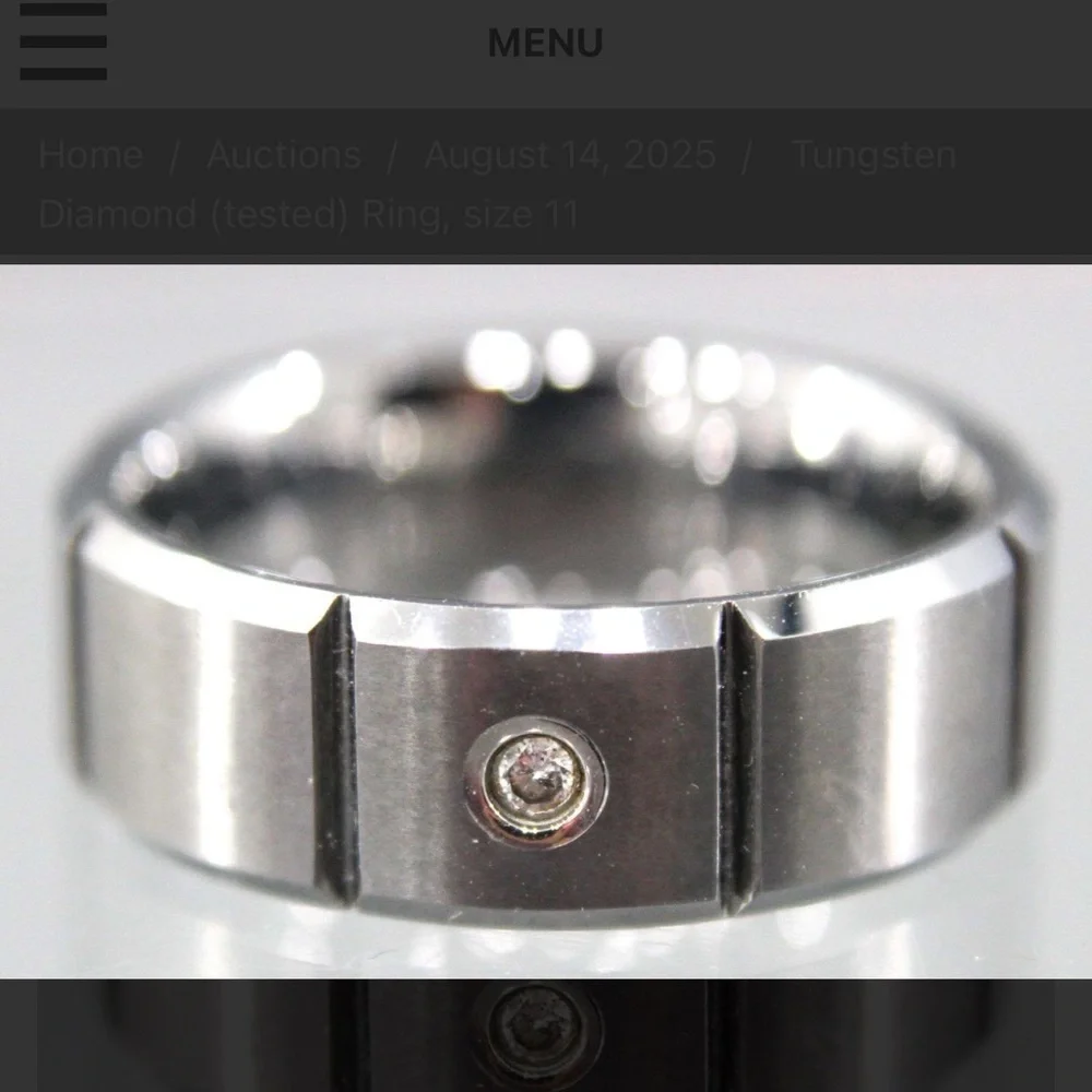 Men's Tungsten Ring with Diamond Accent